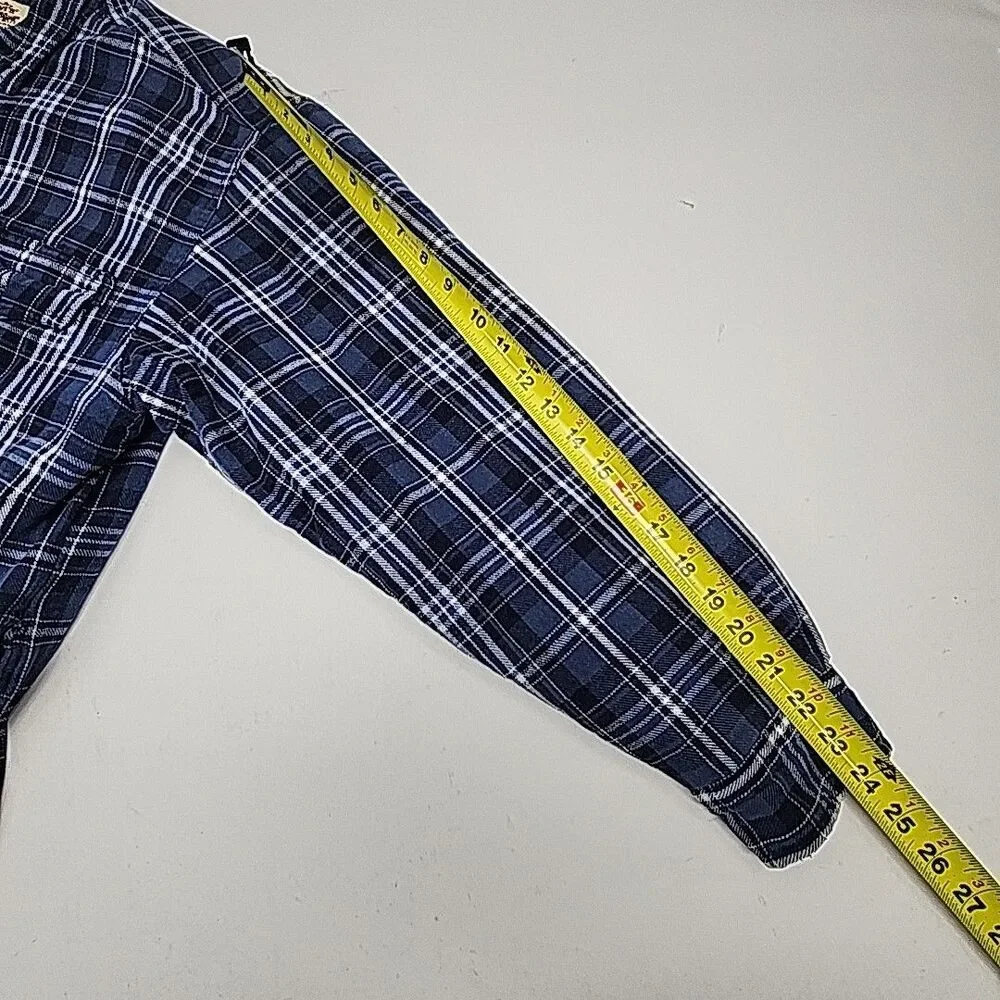 Levi's Flannel Shirt Jacket Blue Plaid Sherpa Lined Men Sz XL Button Pocket